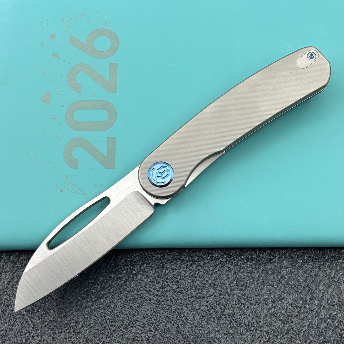 KB KNIVES KB354A Decimal Folding Knife Gray Titanium Handle 3.15" Belt Satin M390 Blade
