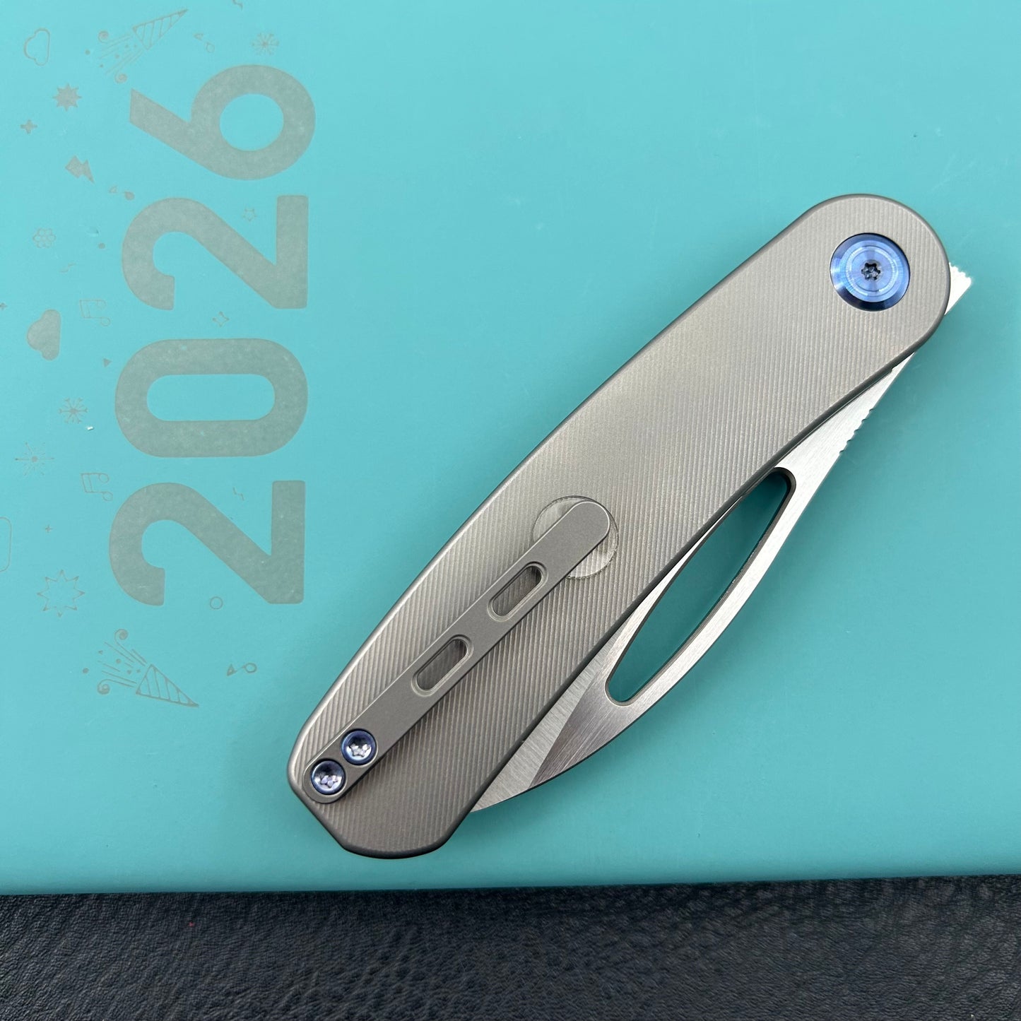 KB KNIVES KB354A Decimal Folding Knife Gray Titanium Handle 3.15" Belt Satin M390 Blade