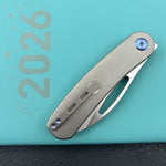 KB KNIVES KB354A Decimal Folding Knife Gray Titanium Handle 3.15" Belt Satin M390 Blade