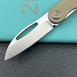 KB KNIVES KB354D Decimal Folding Knife Bronze Titanium Handle 3.15" Belt Satin M390 Blade
