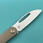 KB KNIVES KB354D Decimal Folding Knife Bronze Titanium Handle 3.15" Belt Satin M390 Blade