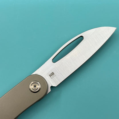 KB KNIVES KB354D Decimal Folding Knife Bronze Titanium Handle 3.15" Belt Satin M390 Blade