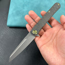 KUBEY KB247  Dandy Frame Lock Gentlemans Pocket Folding Knife Tiger Stripe Pattern Flamed 6AL4V Titanium Handle 3.94" Sandblasted S90V
