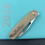 KB KNIVES KB354D Decimal Folding Knife Bronze Titanium Handle 3.15" Belt Satin M390 Blade