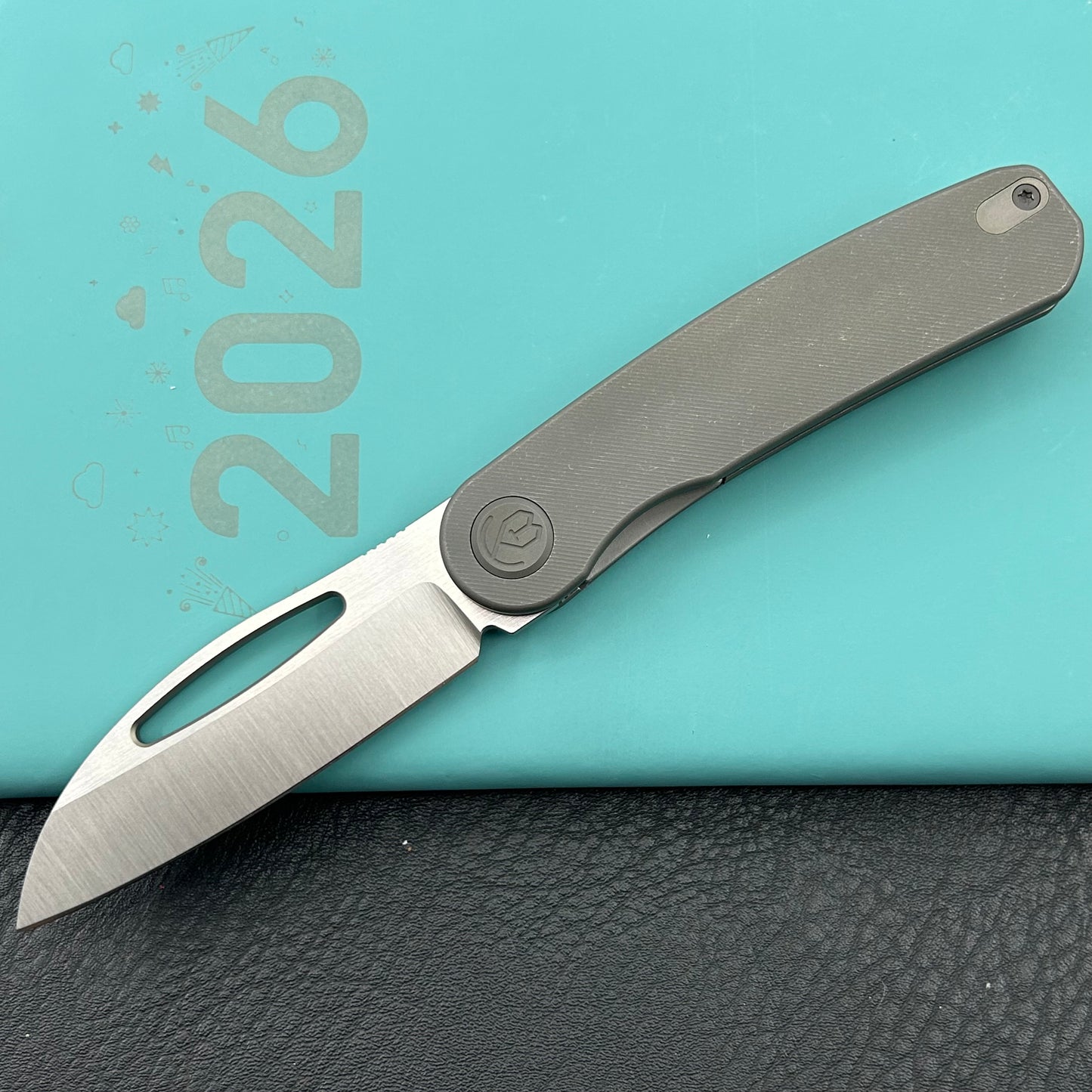 KB KNIVES KB354B Decimal Folding Knife Darkwash Titanium Handle 3.15" Belt Satin M390 Blade