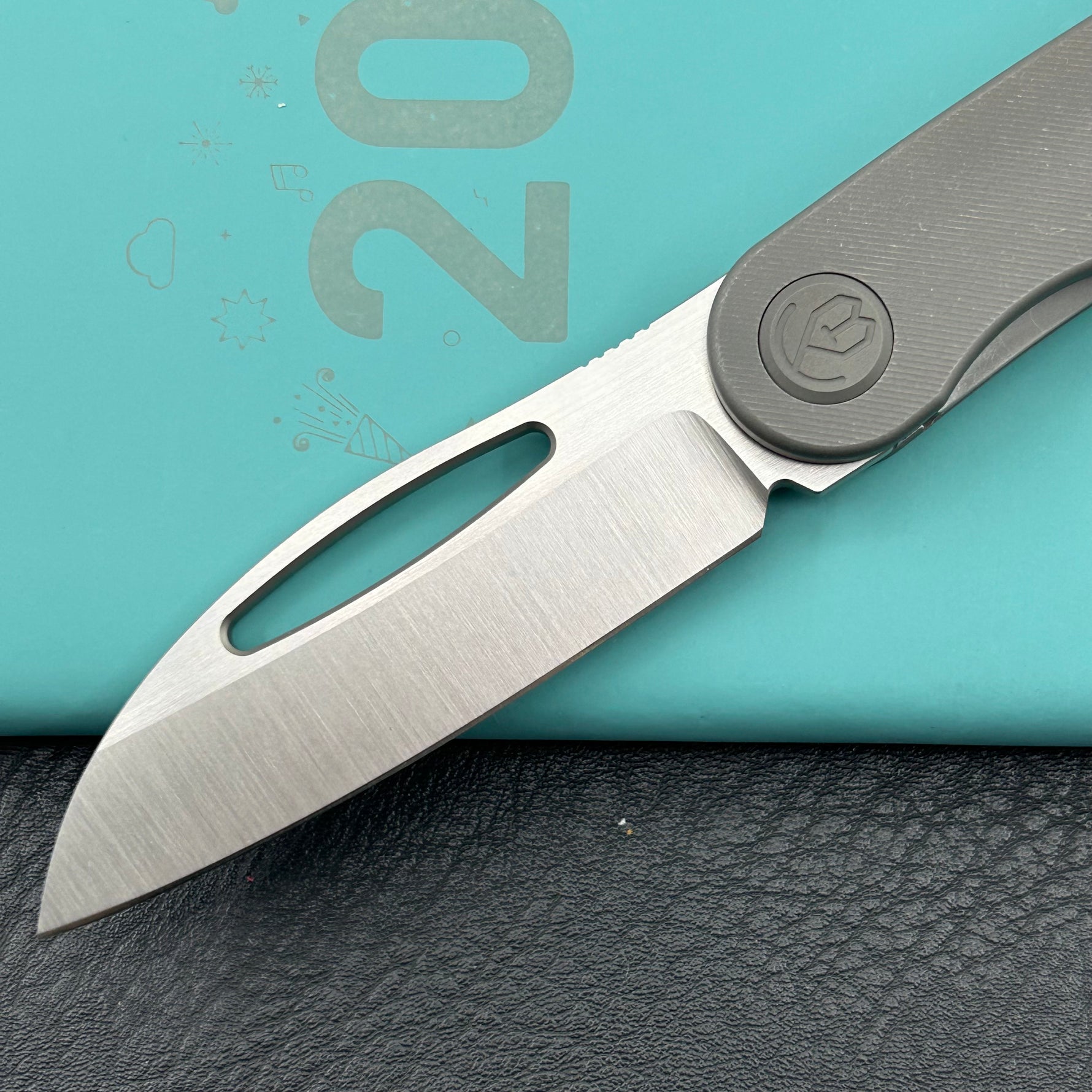 KB KNIVES KB354B Decimal Folding Knife Darkwash Titanium Handle 3.15" Belt Satin M390 Blade