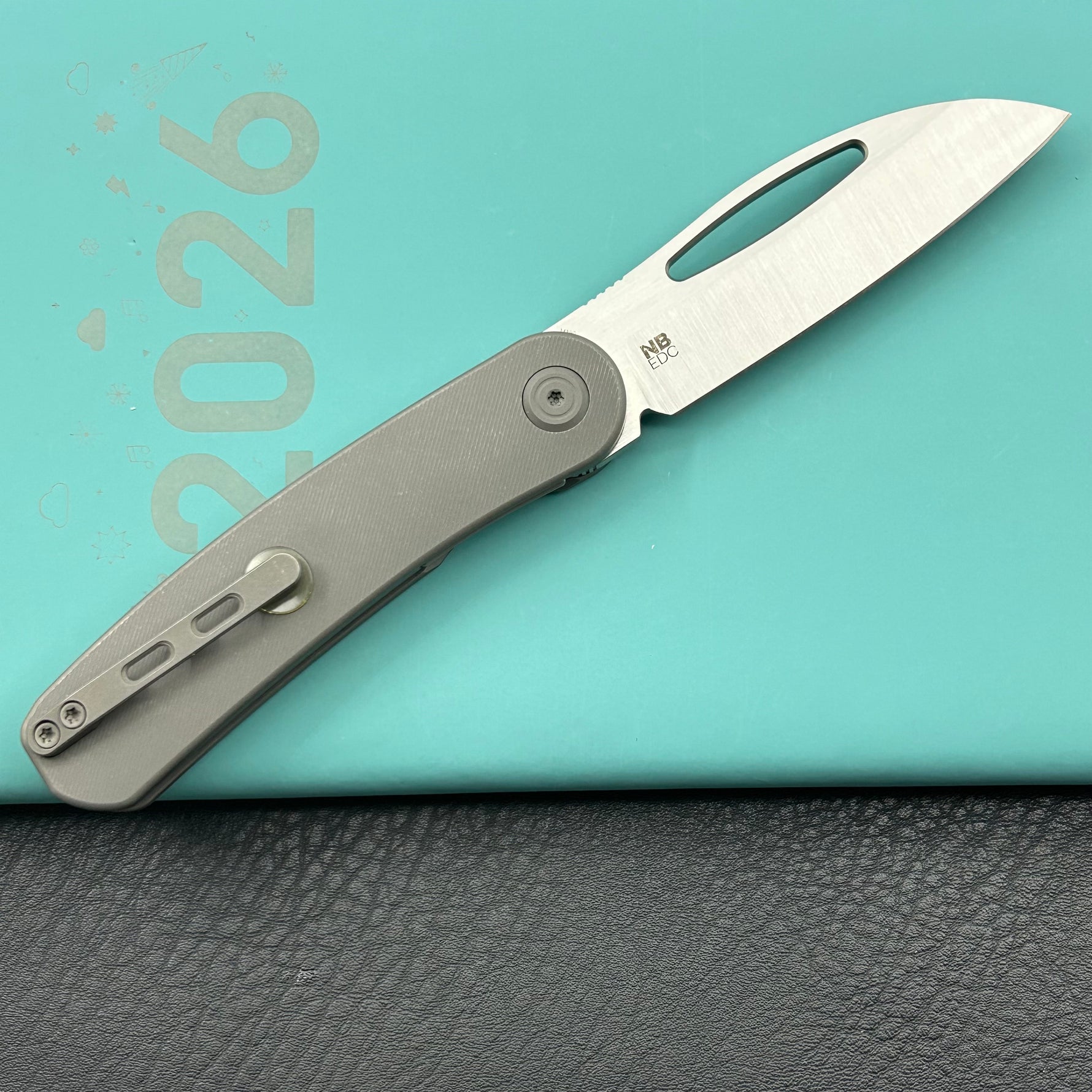 KB KNIVES KB354B Decimal Folding Knife Darkwash Titanium Handle 3.15" Belt Satin M390 Blade
