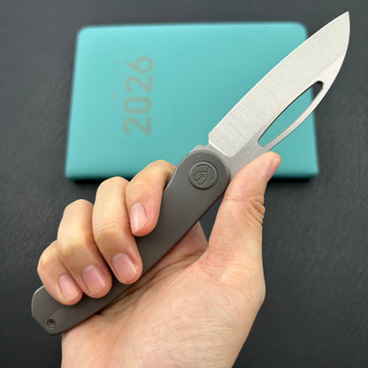 KB KNIVES KB354B Decimal Folding Knife Darkwash Titanium Handle 3.15" Belt Satin M390 Blade