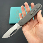 KB KNIVES KB354B Decimal Folding Knife Darkwash Titanium Handle 3.15" Belt Satin M390 Blade