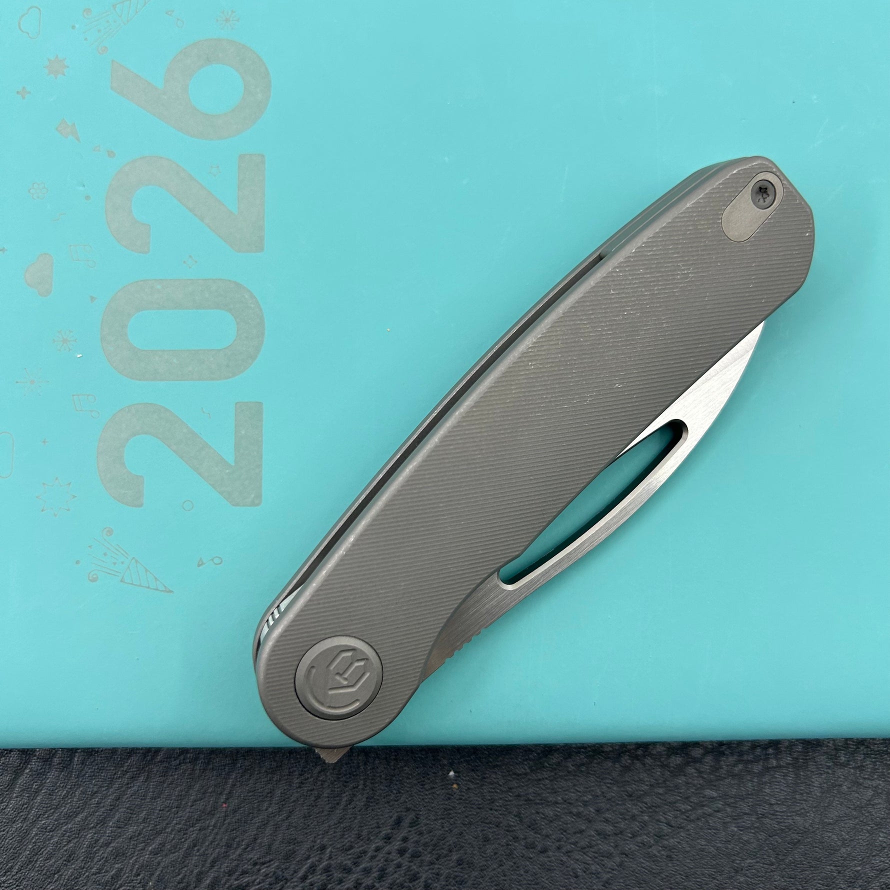 KB KNIVES KB354B Decimal Folding Knife Darkwash Titanium Handle 3.15" Belt Satin M390 Blade