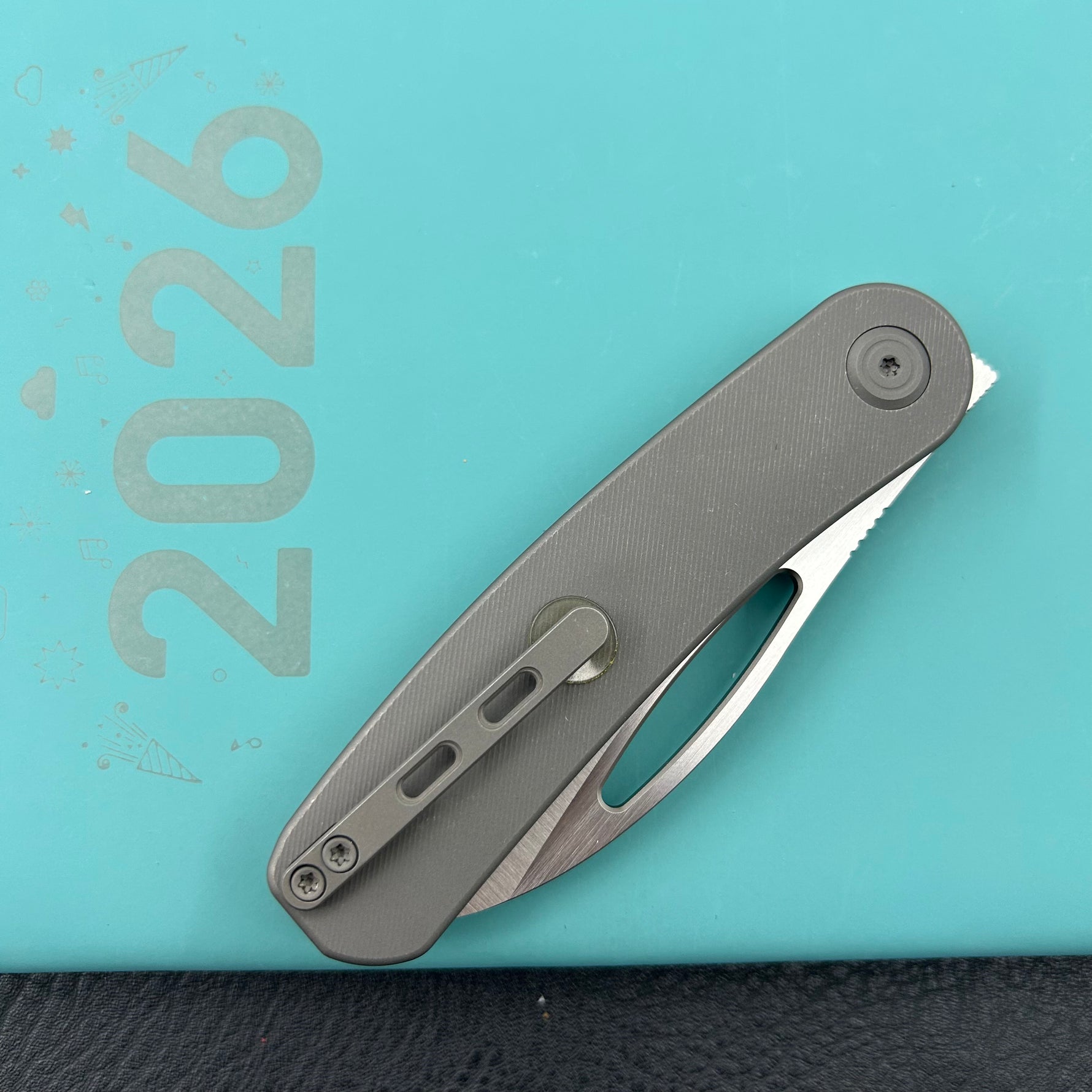 KB KNIVES KB354B Decimal Folding Knife Darkwash Titanium Handle 3.15" Belt Satin M390 Blade