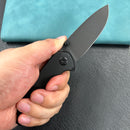 KUBEY KU342E Belus Thumb Stud Everyday Carry Pocket Knife Black  G10 Handle 2.95" Blackwashed AUS-10 Blade