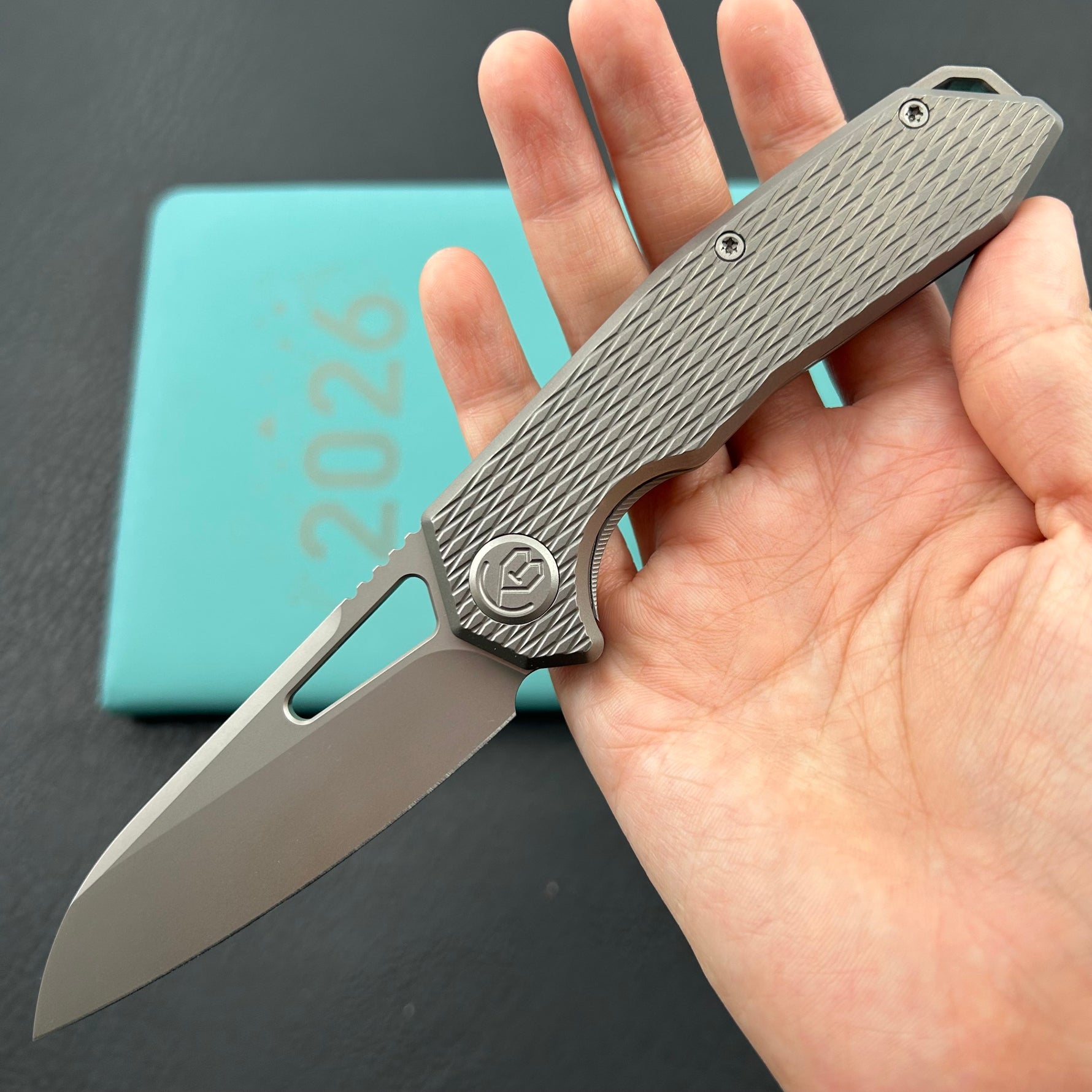 KB KNIVES KB284J Vagrant Folding Knife Sandblast Titanium Handle 3.15" Sandblast M390 Blade