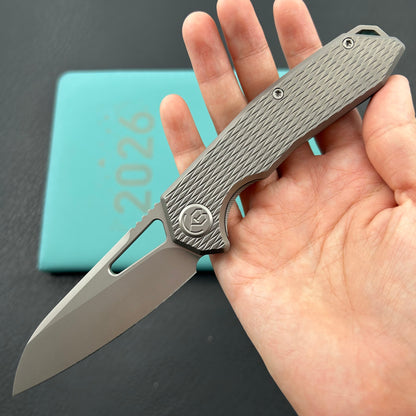 KB KNIVES KB284J Vagrant Folding Knife Sandblast Titanium Handle 3.15" Sandblast M390 Blade