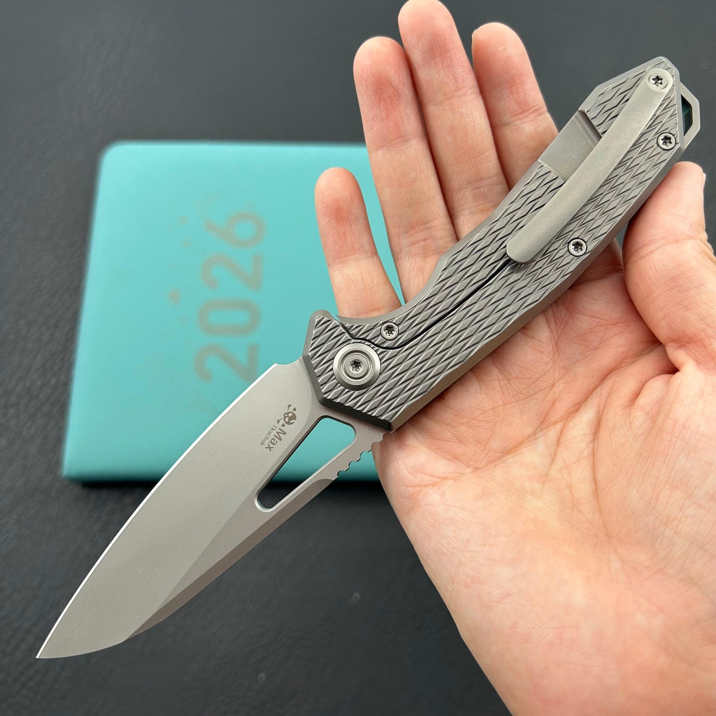 KB KNIVES KB284J Vagrant Folding Knife Sandblast Titanium Handle 3.15" Sandblast M390 Blade