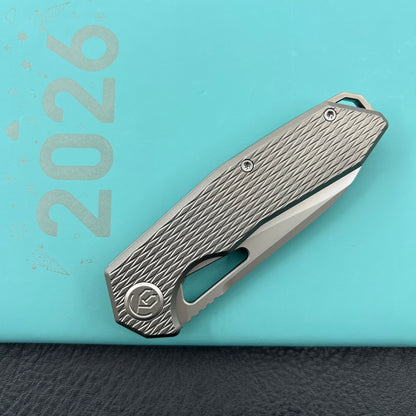 KB KNIVES KB284J Vagrant Folding Knife Sandblast Titanium Handle 3.15" Sandblast M390 Blade