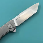 KB KNIVES KB420A Yondu Double Detent Knife Gray Ti Micro Milling 2.87'' Tanto Satin M390 Blade