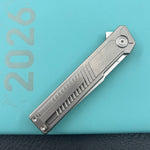 KB KNIVES KB420A Yondu Double Detent Knife Gray Ti Micro Milling 2.87'' Tanto Satin M390 Blade