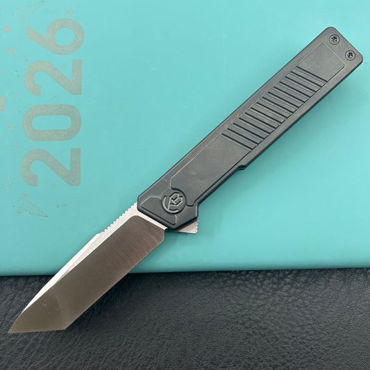 KB KNIVES KB420C Yondu Double Detent Knife DLC Ti Micro Milling 2.87'' Tanto Satin M390 Blade