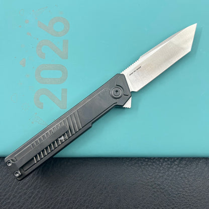 KB KNIVES KB420C Yondu Double Detent Knife DLC Ti Micro Milling 2.87'' Tanto Satin M390 Blade