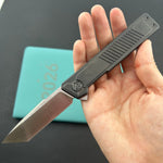 KB KNIVES KB420C Yondu Double Detent Knife DLC Ti Micro Milling 2.87'' Tanto Satin M390 Blade