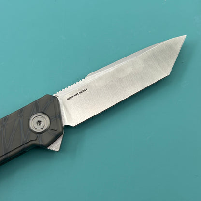 KB KNIVES KB420B Yondu Double Detent Knife Flamed Ti Micro Milling 2.87'' Tanto Satin M390 Blade