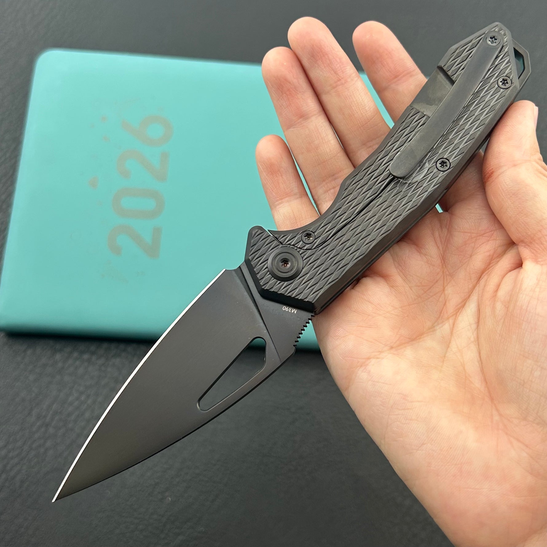 KB KNIVES KB286E Coeus Outdoor Folding Knife Regulr DLC Titanium Handle 3.11" Regular DLC M390 Blade