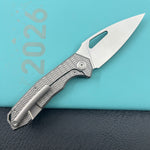 KB KNIVES KB286C Coeus Outdoor Folding Knife Gray Titanium Handle 3.11" Beadblast M390 Blade