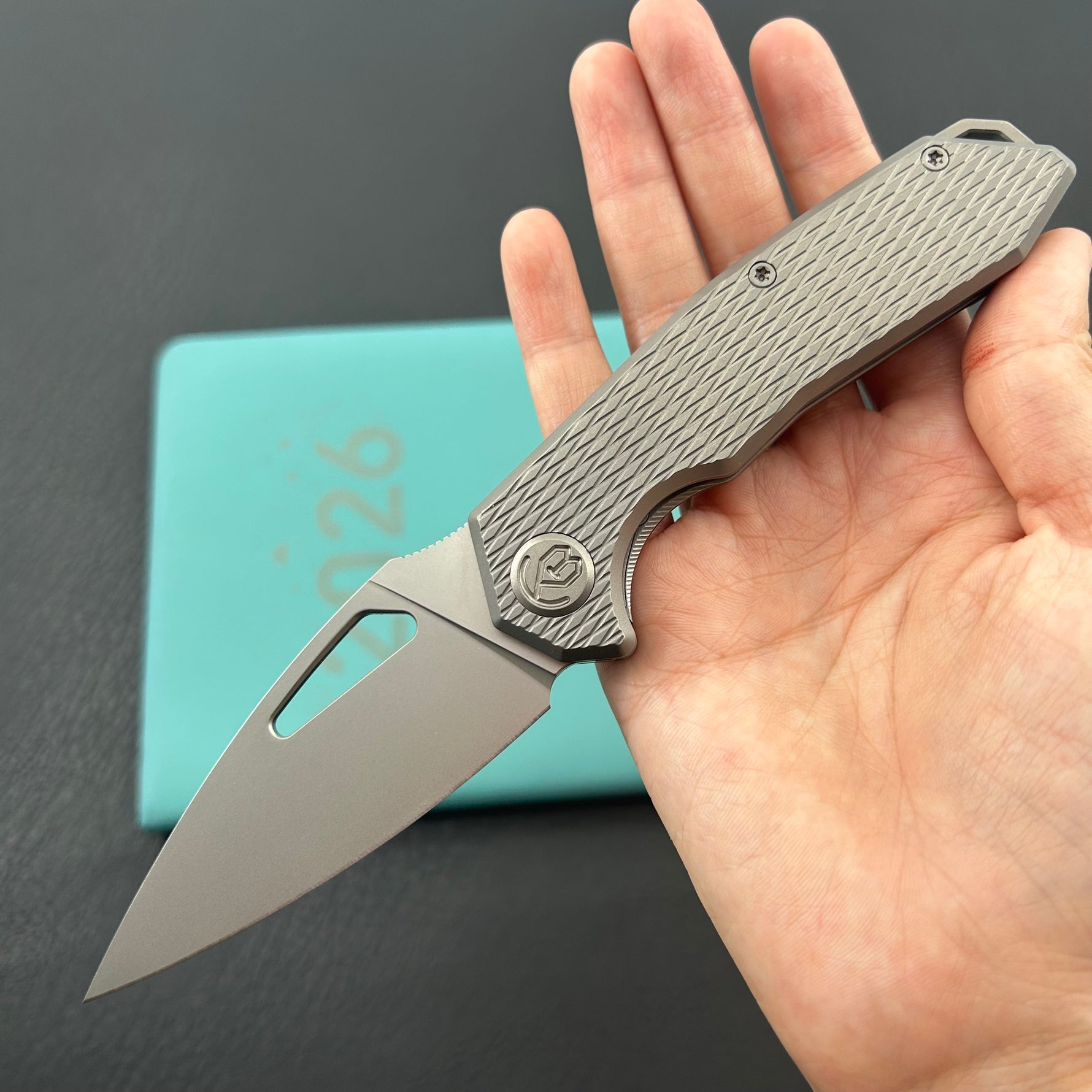 KB KNIVES KB286C Coeus Outdoor Folding Knife Gray Titanium Handle 3.11" Beadblast M390 Blade