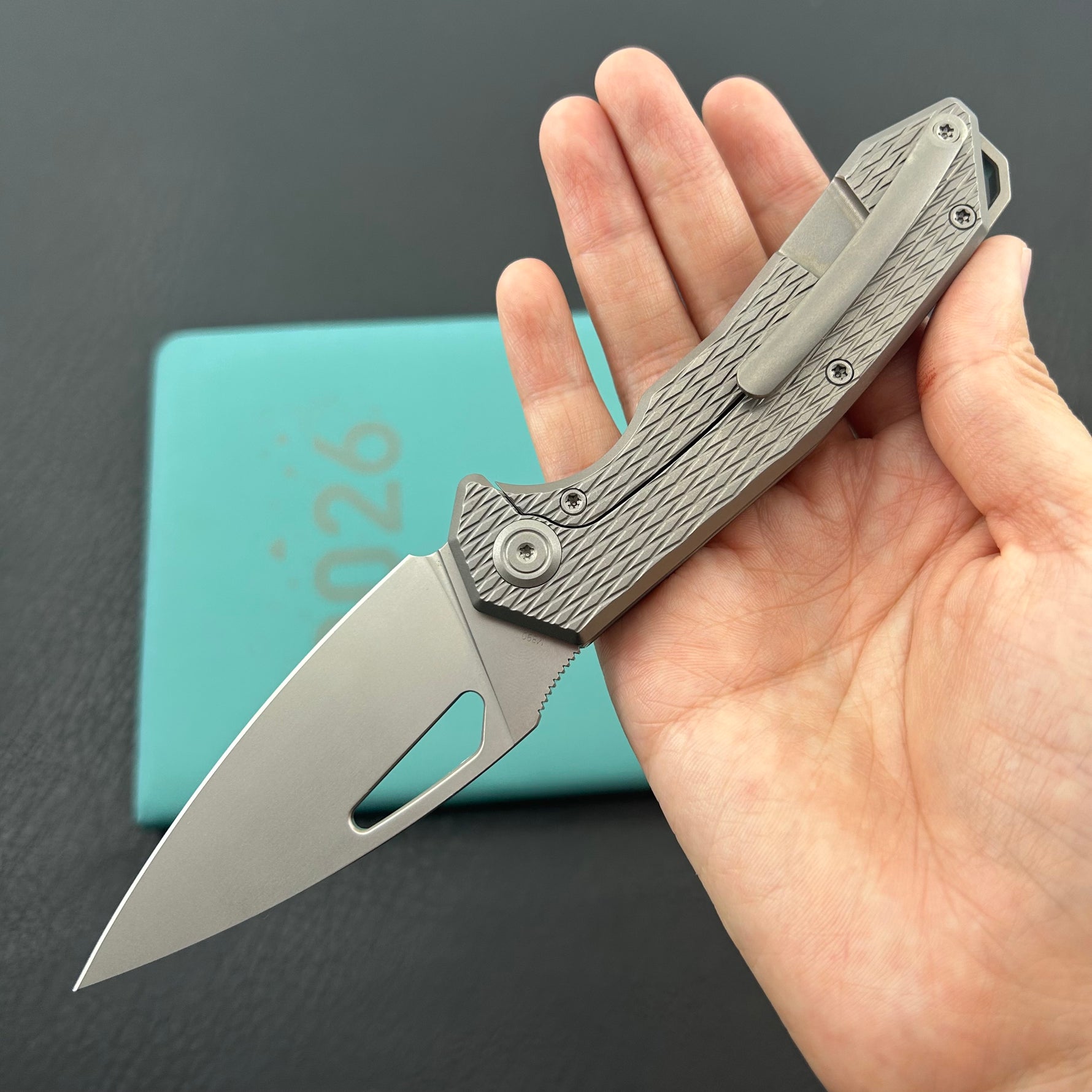 KB KNIVES KB286C Coeus Outdoor Folding Knife Gray Titanium Handle 3.11" Beadblast M390 Blade