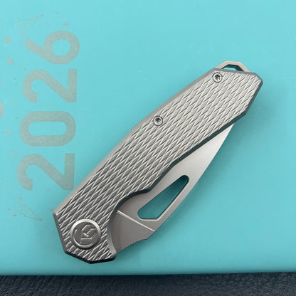 KB KNIVES KB286C Coeus Outdoor Folding Knife Gray Titanium Handle 3.11" Beadblast M390 Blade