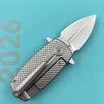 KB KNIVES KB451A Fang Mini Pocket Knife Grey Titanium with Diamond Milling 1.97" Beadblast M390 Blade