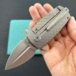 KB KNIVES KB451A Fang Mini Pocket Knife Grey Titanium with Diamond Milling 1.97" Beadblast M390 Blade