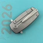 KB KNIVES KB451A Fang Mini Pocket Knife Grey Titanium with Diamond Milling 1.97" Beadblast M390 Blade
