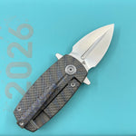 KB KNIVES KB451B Fang Mini Pocket Knife Flame Ano Titanium with Diamond Milling 1.97" Beadblast M390 Blade