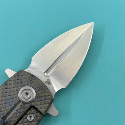 KB KNIVES KB451B Fang Mini Pocket Knife Flame Ano Titanium with Diamond Milling 1.97" Beadblast M390 Blade