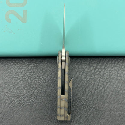 KB KNIVES KB451B Fang Mini Pocket Knife Flame Ano Titanium with Diamond Milling 1.97" Beadblast M390 Blade