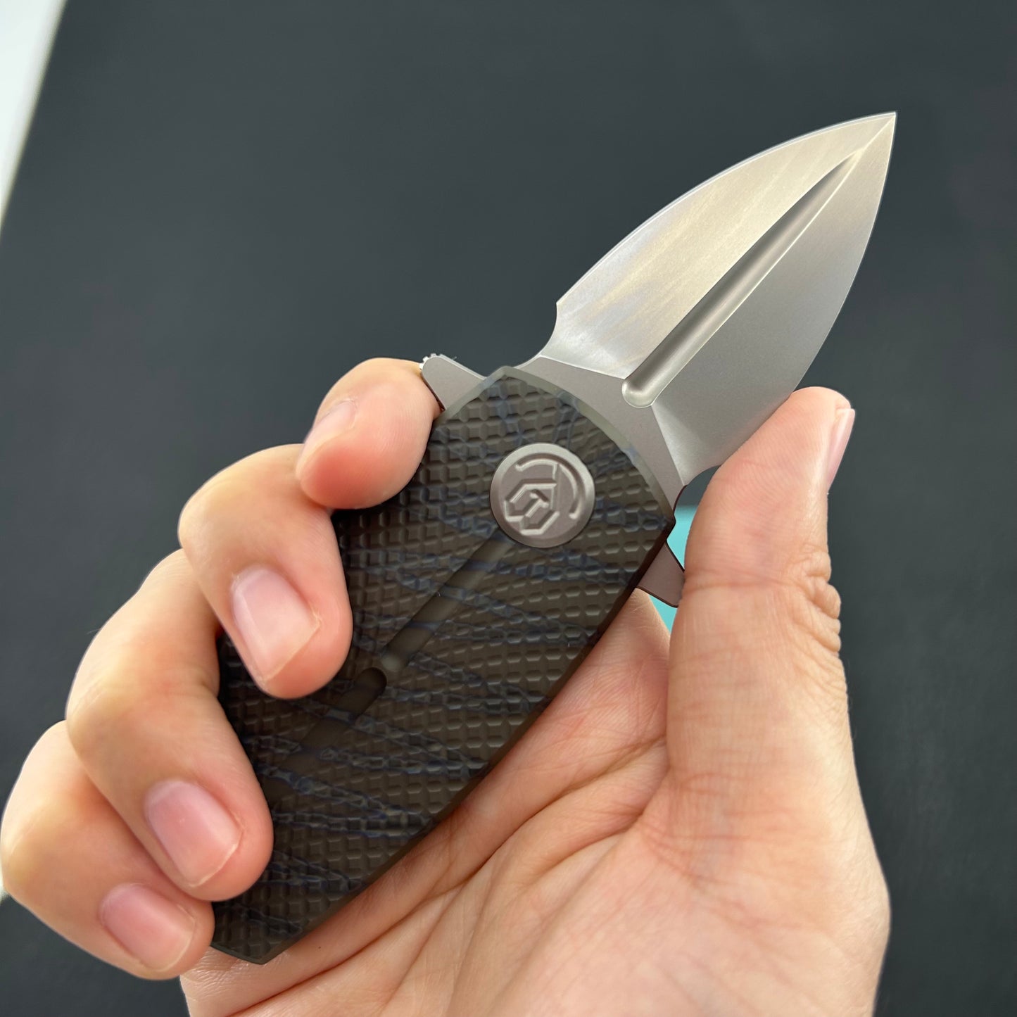 KB KNIVES KB451B Fang Mini Pocket Knife Flame Ano Titanium with Diamond Milling 1.97" Beadblast M390 Blade