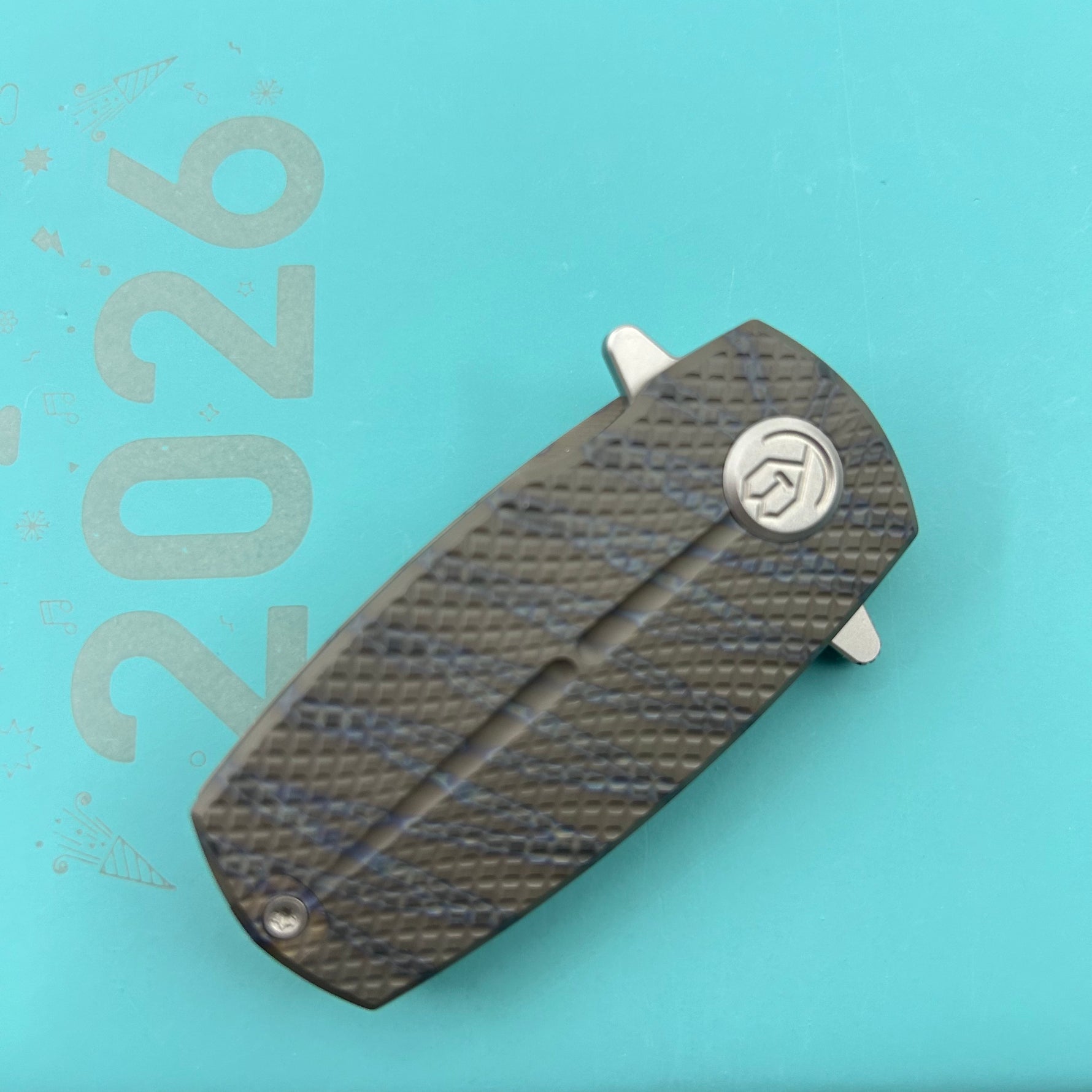 KB KNIVES KB451B Fang Mini Pocket Knife Flame Ano Titanium with Diamond Milling 1.97" Beadblast M390 Blade
