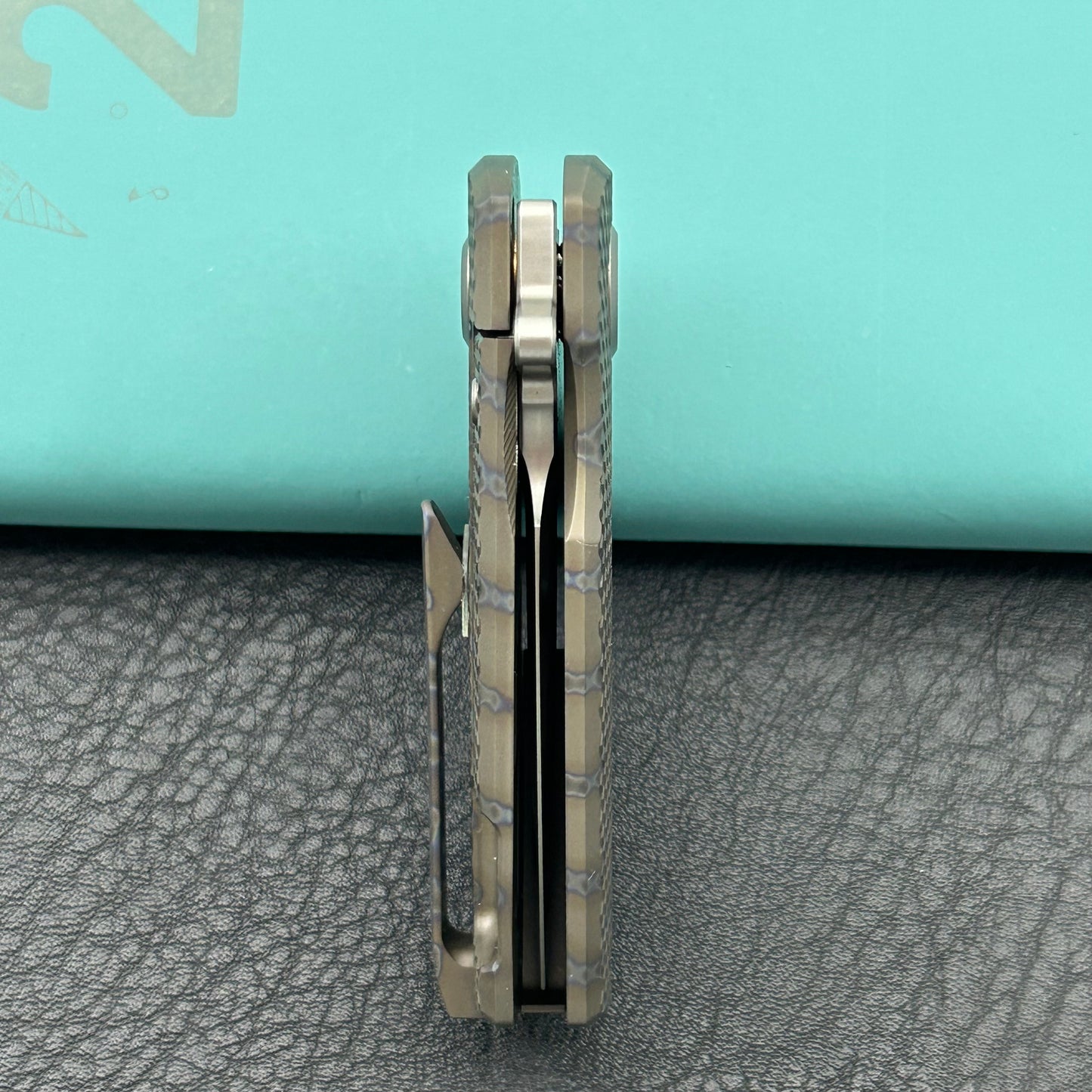 KB KNIVES KB451B Fang Mini Pocket Knife Flame Ano Titanium with Diamond Milling 1.97" Beadblast M390 Blade