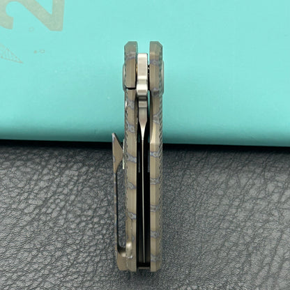 KB KNIVES KB451B Fang Mini Pocket Knife Flame Ano Titanium with Diamond Milling 1.97" Beadblast M390 Blade