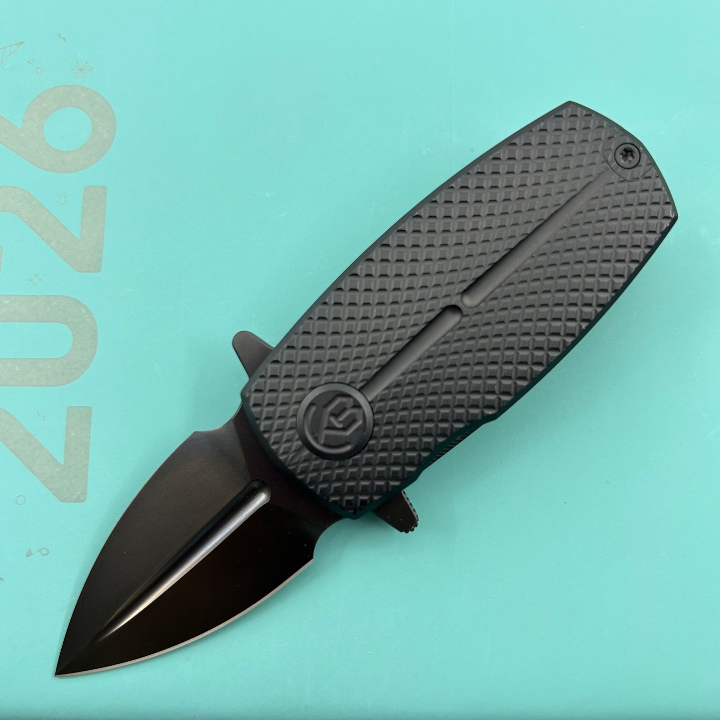 KB KNIVES KB451C Fang Mini Pocket Knife Black PVD Titanium with Diamond Milling 1.97" Regular DLC M390 Blade
