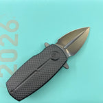 KB KNIVES KB451C Fang Mini Pocket Knife Black PVD Titanium with Diamond Milling 1.97" Regular DLC M390 Blade