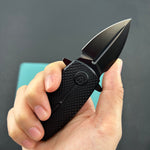 KB KNIVES KB451C Fang Mini Pocket Knife Black PVD Titanium with Diamond Milling 1.97" Regular DLC M390 Blade