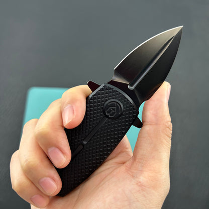 KB KNIVES KB451C Fang Mini Pocket Knife Black PVD Titanium with Diamond Milling 1.97" Regular DLC M390 Blade