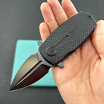 KB KNIVES KB451C Fang Mini Pocket Knife Black PVD Titanium with Diamond Milling 1.97" Regular DLC M390 Blade