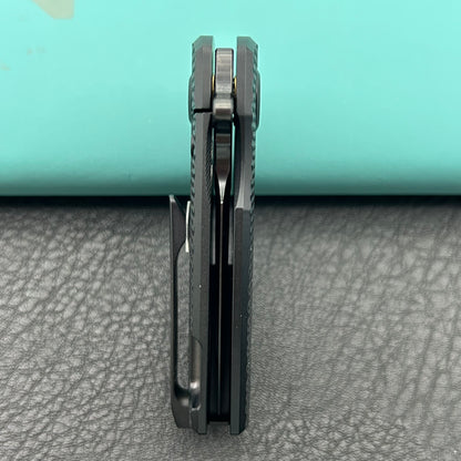 KB KNIVES KB451C Fang Mini Pocket Knife Black PVD Titanium with Diamond Milling 1.97" Regular DLC M390 Blade