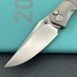 KB KNIVES KB264A Stingray Button Lock Folding Knife Gray Titanium Handle 3.07" Clip Point Bead Blasted M390 Blade