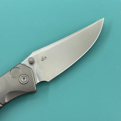 KB KNIVES KB264A Stingray Button Lock Folding Knife Gray Titanium Handle 3.07" Clip Point Bead Blasted M390 Blade