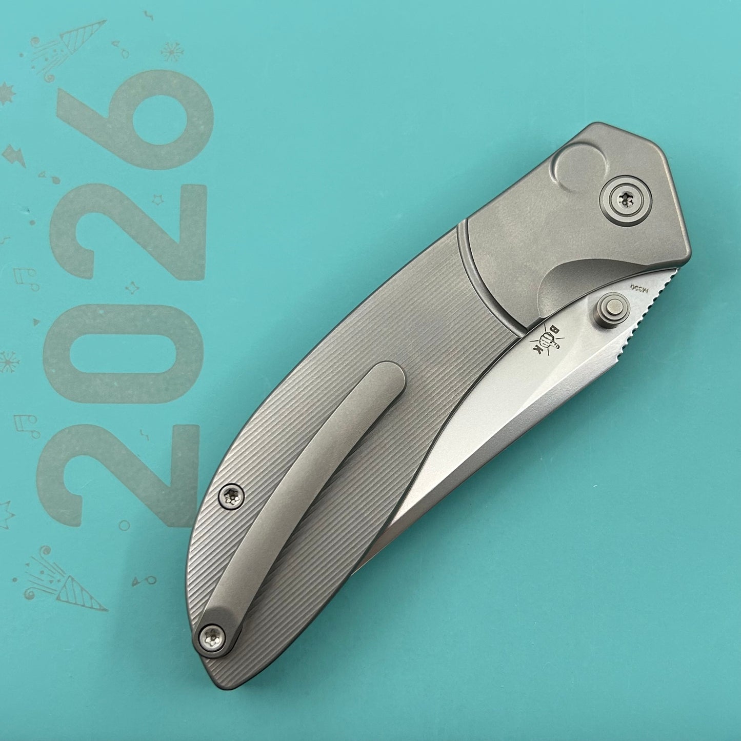 KB KNIVES KB264A Stingray Button Lock Folding Knife Gray Titanium Handle 3.07" Clip Point Bead Blasted M390 Blade